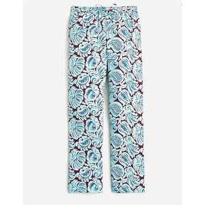J.Crew Women's Size 2 Pull-On 100% Silk‎ Pant in Aqua Paisley
